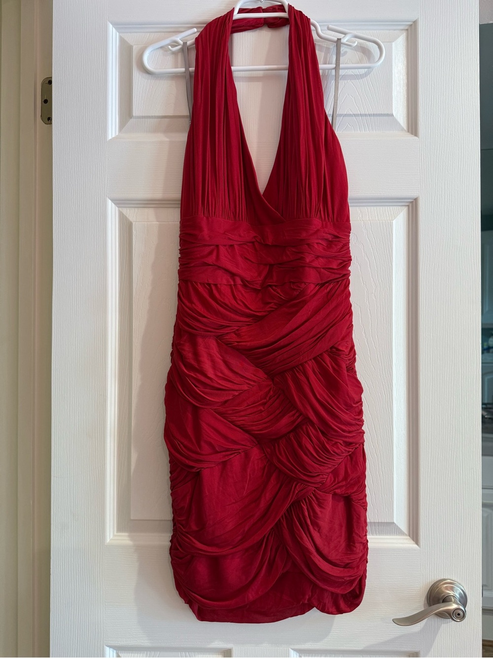 Halston Heritage Paprika Halter Bodycon Red Dress L NWT